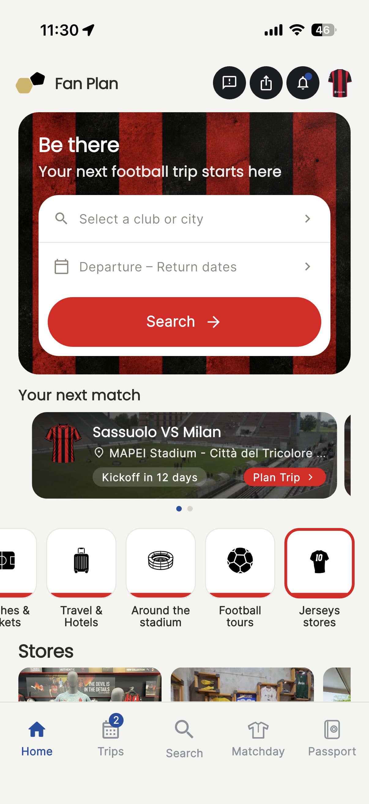 Find a match and start the trip